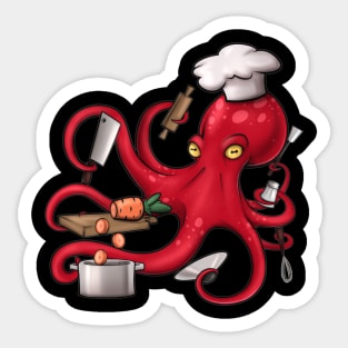 Red Octopus Chef Sticker